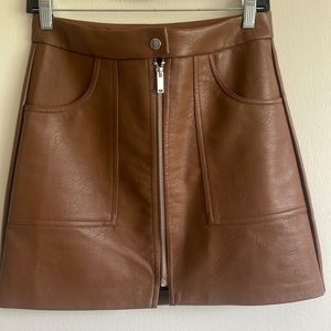 ASOS Stradivarius brown faux leather skirt